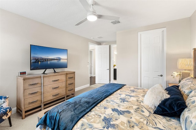 163 Rosa Bella Vw, Debary, FL 32713 - bedroom with baseboards, a ceiling fan, light colored carpet, and visible vents