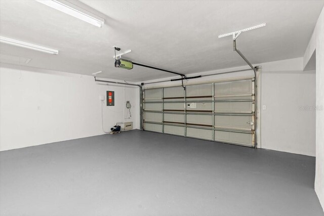 garage with a garage door opener