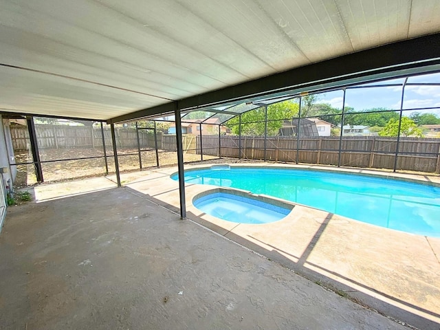206 Westmoor Bnd, Orlando, FL 32835 - view of swimming pool with an in ground hot tub, a fenced in pool, a lanai, and a fenced backyard