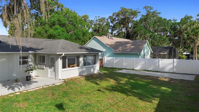 1715 Queen Palm Dr, Edgewater, FL 32132 - rear view of house featuring roof with shingles, a patio area, stucco siding, and cooling unit
