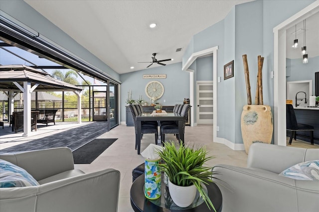 1446 Stone Trl, Enterprise, FL 32725 - view of patio / terrace with outdoor dining space, an outdoor living space, a ceiling fan, and visible vents