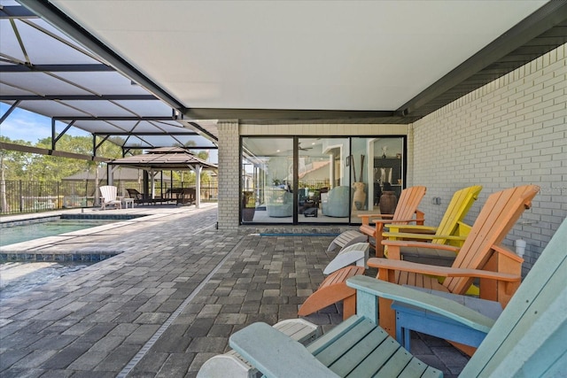 1446 Stone Trl, Enterprise, FL 32725 - view of patio / terrace featuring a gazebo, a fenced in pool, and a lanai