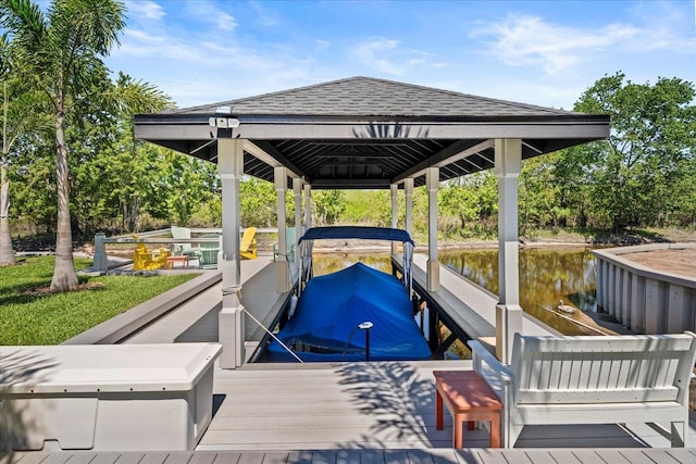 1446 Stone Trl, Enterprise, FL 32725 - exterior space with a water view and boat lift