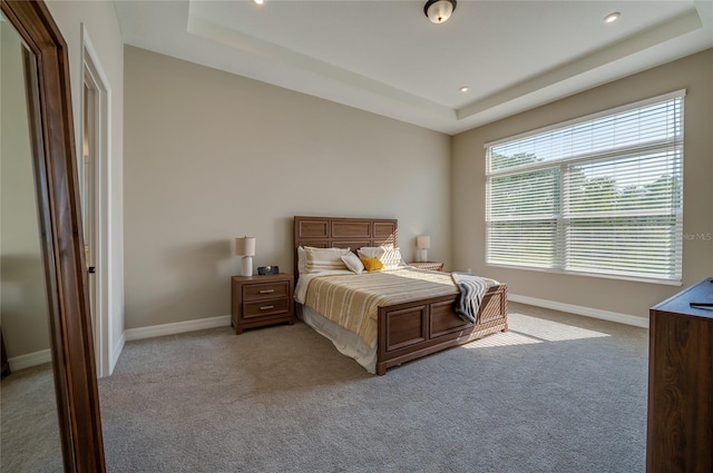 887 Lake Hill Way, Deland, FL 32724 - bedroom featuring a tray ceiling, light carpet, and baseboards