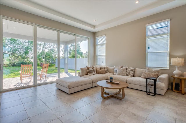 887 Lake Hill Way, Deland, FL 32724 - living room featuring plenty of natural light, light tile patterned floors, and recessed lighting