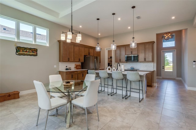 887 Lake Hill Way, Deland, FL 32724 - dining room featuring baseboards, visible vents, light tile patterned floors, and recessed lighting