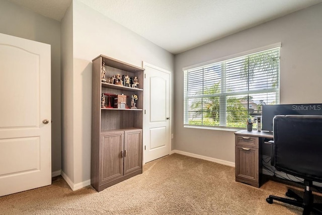 343 Lazio Cir, Debary, FL 32713 - office area featuring light colored carpet, healthy amount of natural light, and baseboards