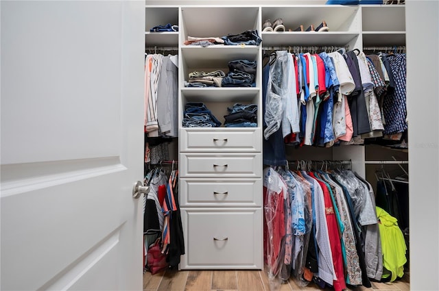 spacious closet featuring light wood finished floors