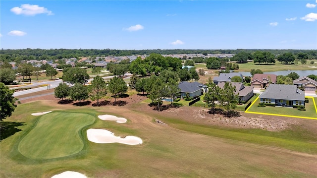 aerial view featuring golf course view and a residential view