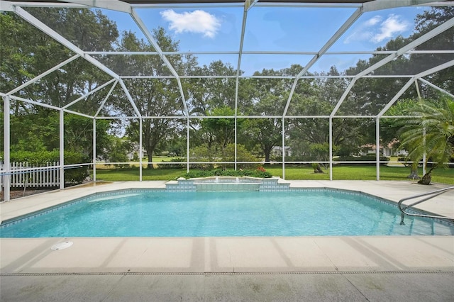 1641 Timber Hills Dr, Deland, FL 32724 - swimming pool featuring a patio, view of wooded area, a lanai, and a lawn