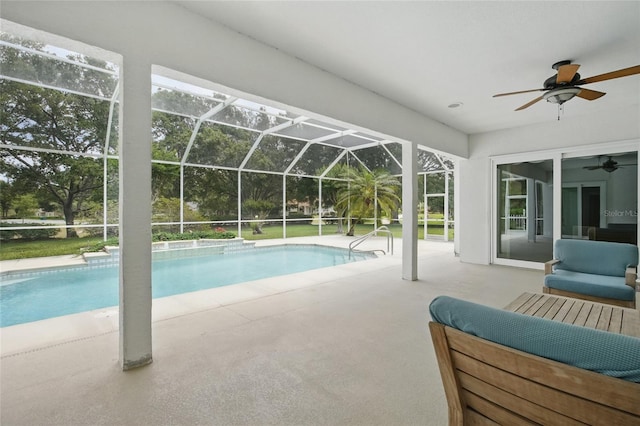 1641 Timber Hills Dr, Deland, FL 32724 - swimming pool with a ceiling fan, a patio area, and a lanai
