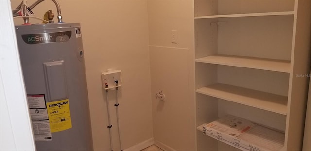 utility room with water heater