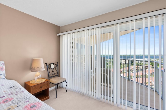 2967 S Atlantic Ave Unit 1601, Daytona Beach Shores, FL 32118 - bedroom with a water view, multiple windows, and carpet flooring