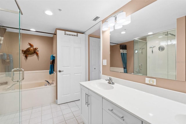 2967 S Atlantic Ave Unit 1601, Daytona Beach Shores, FL 32118 - bathroom with a shower stall, visible vents, a sink, and double vanity