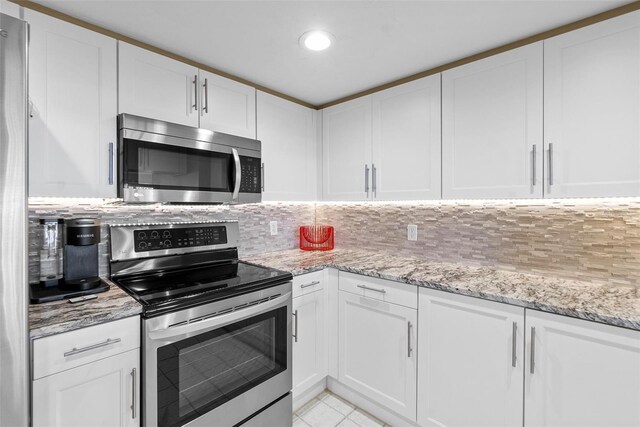 2967 S Atlantic Ave Unit 1601, Daytona Beach Shores, FL 32118 - kitchen with stainless steel appliances, backsplash, and white cabinets
