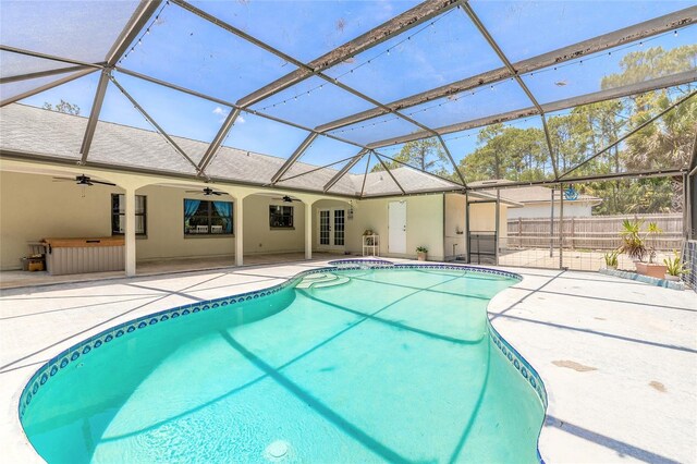 85 Pheasant Dr, Palm Coast, FL 32164 - view of pool featuring a ceiling fan, a patio area, and a lanai