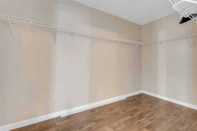 walk in closet featuring wood finished floors
