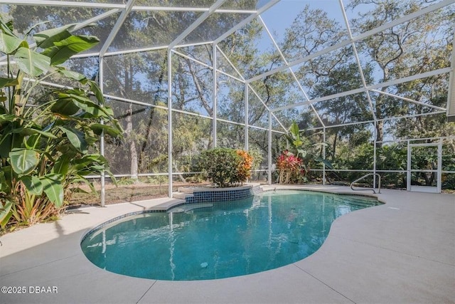 3601 Galway Ln, Ormond Beach, FL 32174 - outdoor pool with a patio area and glass enclosure