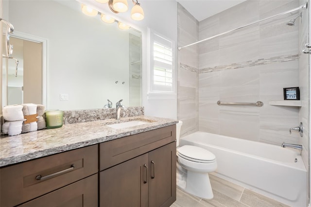 3322 Modena Way, New Smyrna Beach, FL 32168 - bathroom featuring vanity, shower / bathtub combination, and toilet
