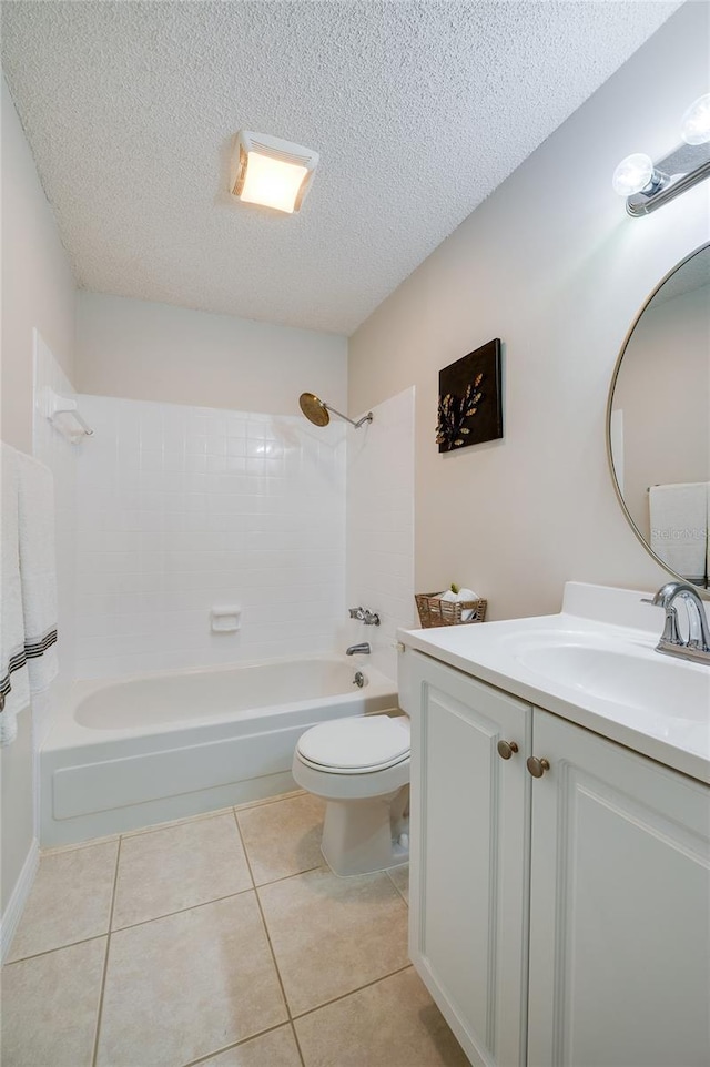 818 Sugar House Blvd, Port Orange, FL 32129 - full bathroom featuring a textured ceiling, toilet, washtub / shower combination, vanity, and tile patterned floors