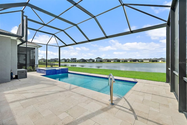 165 Azure Mist Way, Daytona Beach, FL 32124 - view of swimming pool with a water view, a patio, a lawn, and a residential view