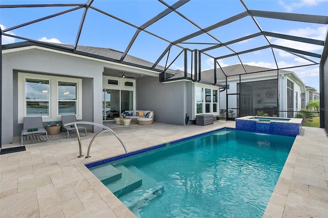 165 Azure Mist Way, Daytona Beach, FL 32124 - view of pool with a ceiling fan, a patio area, a pool with connected hot tub, and an outdoor hangout area
