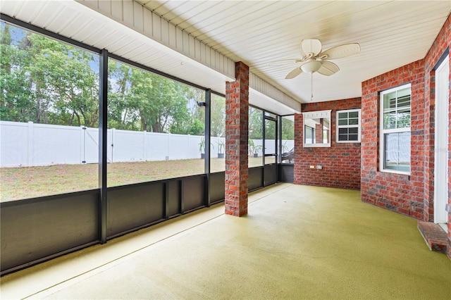 703 Elkhorn Fern Ln, Deland, FL 32720 - unfurnished sunroom featuring a ceiling fan