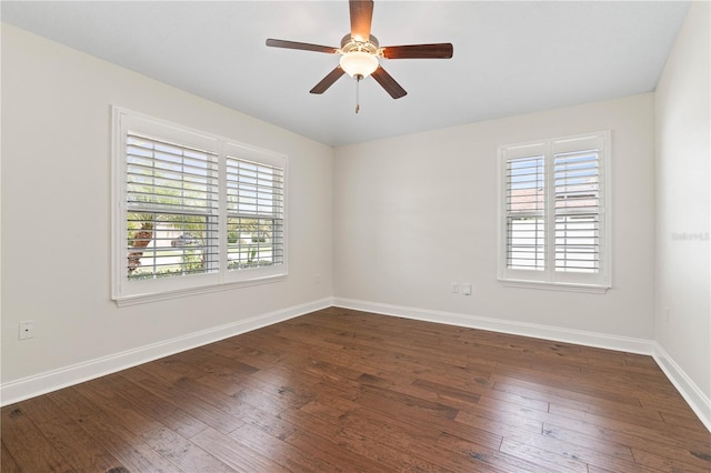 703 Elkhorn Fern Ln, Deland, FL 32720 - spare room featuring hardwood / wood-style flooring, a ceiling fan, and baseboards
