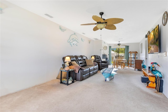 418 Falcon Ave, Edgewater, FL 32141 - carpeted living area with a ceiling fan