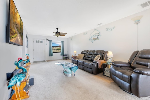 418 Falcon Ave, Edgewater, FL 32141 - living area with carpet flooring and a ceiling fan