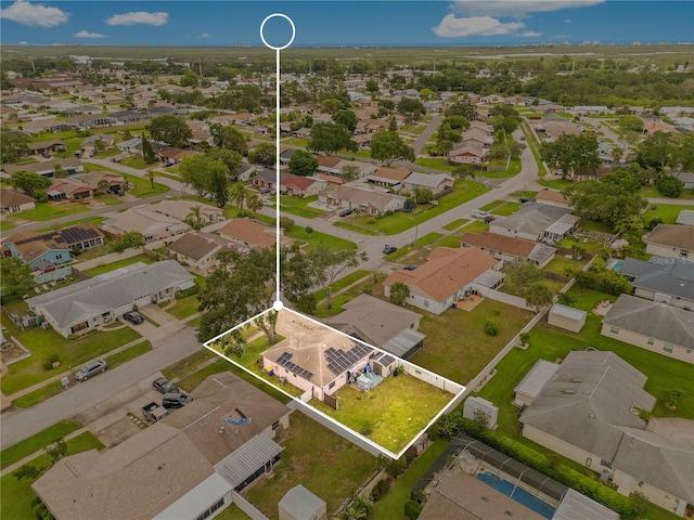 418 Falcon Ave, Edgewater, FL 32141 - aerial perspective of suburban area featuring property parcel outlined