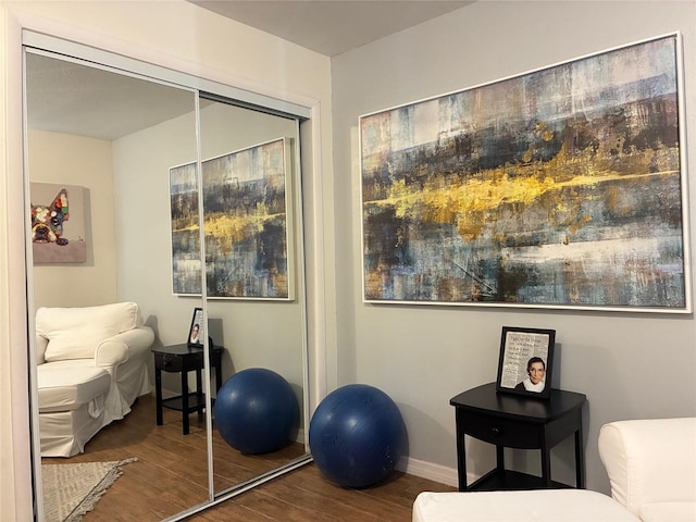 516 Hickorywood Ave, Altamonte Springs, FL 32714 - workout area with wood finished floors and baseboards
