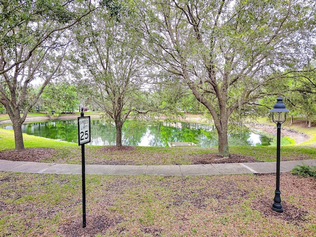surrounding community with a water view