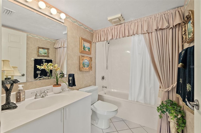 2967 S Atlantic Ave Unit 202, Daytona Beach Shores, FL 32118 - bathroom with tile patterned floors, toilet, shower / tub combo, and vanity