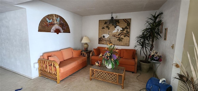 living area with carpet flooring