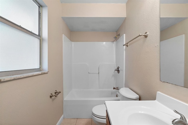 541 Northwestern Ave, Altamonte Springs, FL 32714 - bathroom with toilet, vanity, tile patterned floors, baseboards, and bathing tub / shower combination