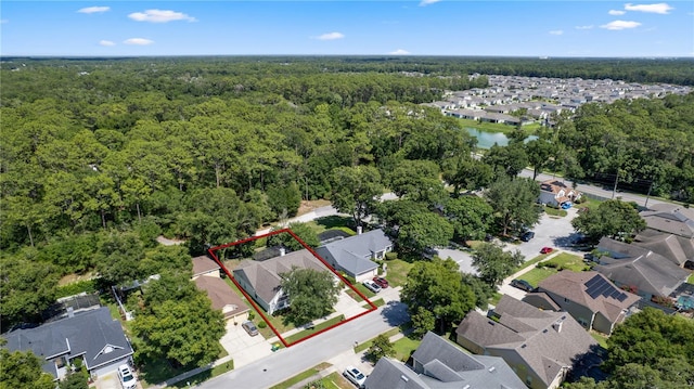 1412 Bent Oaks Blvd, Deland, FL 32724 - aerial perspective of suburban area with a heavily wooded area and property boundaries highlighted