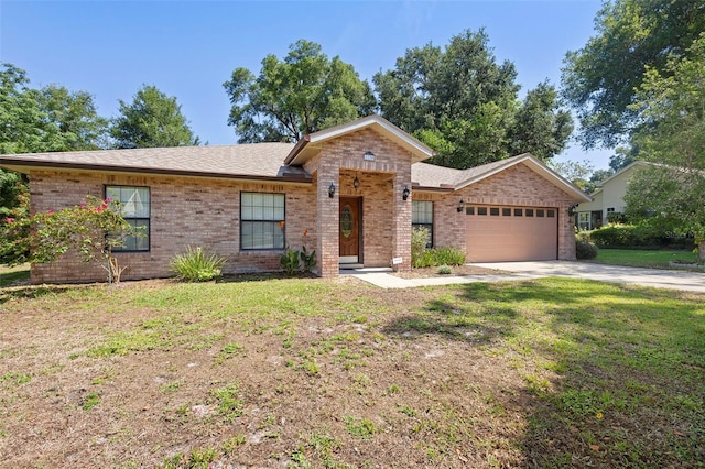 1120 W Glen Falls Rd, Deland, FL 32720 - single story home with brick siding, a garage, a front lawn, and driveway