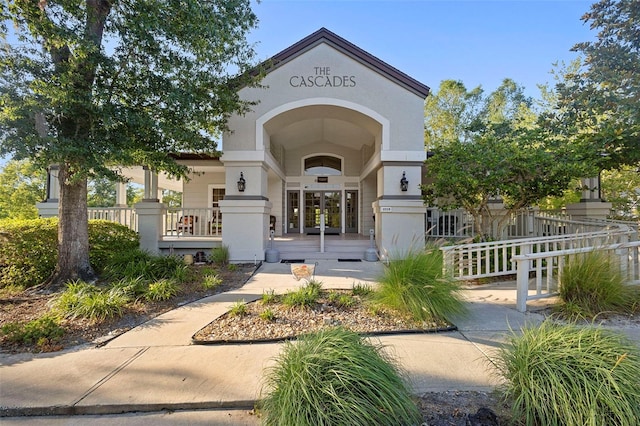 1120 W Glen Falls Rd, Deland, FL 32720 - entrance to property with stucco siding and french doors