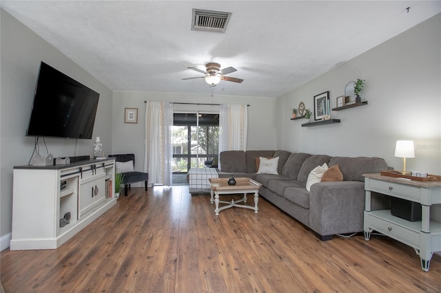 2842 English Dr, Deltona, FL 32738 - living area featuring a ceiling fan and wood finished floors