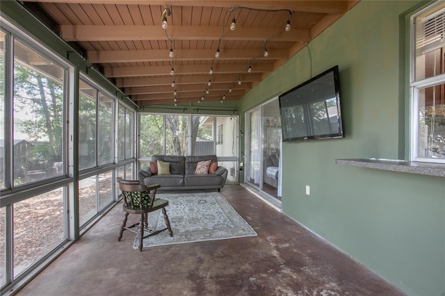 2842 English Dr, Deltona, FL 32738 - sunroom featuring beam ceiling and track lighting