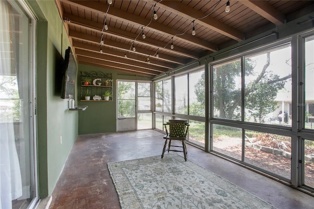 2842 English Dr, Deltona, FL 32738 - unfurnished sunroom with beamed ceiling