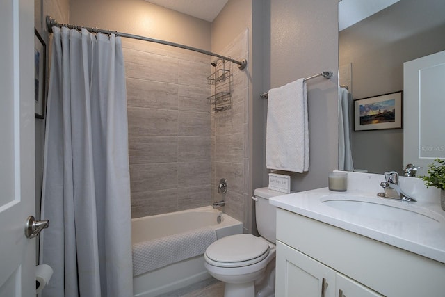 3026 Adrian Dr, Ormond Beach, FL 32174 - bathroom with shower / bath combination with curtain, vanity, and toilet