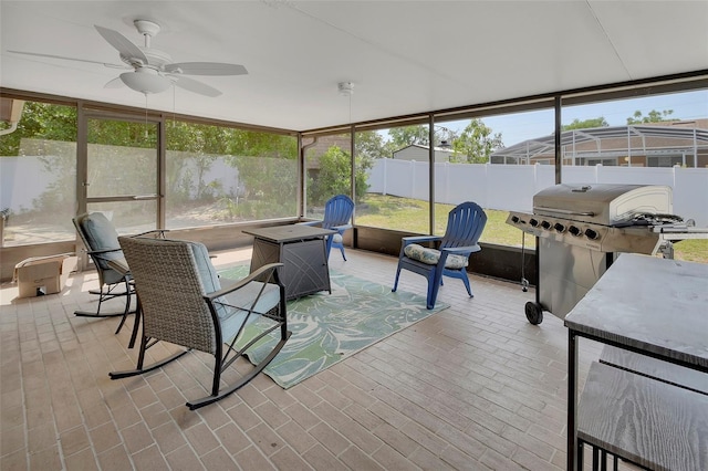 953 Tulip St, Deltona, FL 32725 - sunroom with plenty of natural light and ceiling fan