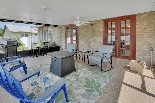 953 Tulip St, Deltona, FL 32725 - sunroom / solarium with french doors and ceiling fan
