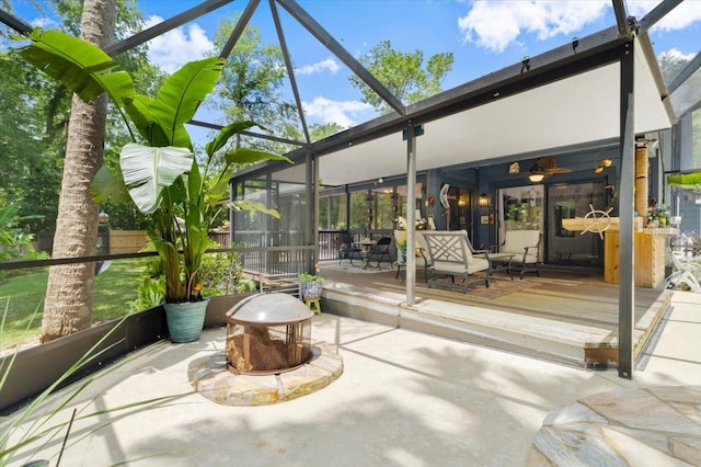 96 Hollow Branch Xing, Ormond Beach, FL 32174 - sunroom featuring a ceiling fan