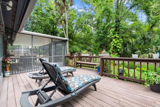 96 Hollow Branch Xing, Ormond Beach, FL 32174 - wooden deck featuring a sunroom
