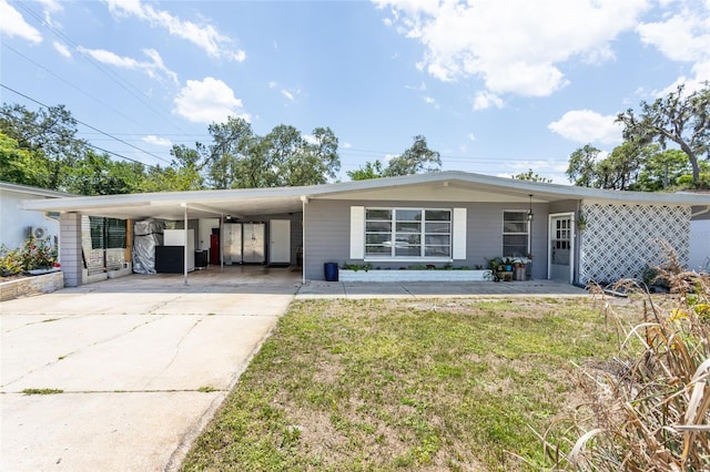 1284 Vanderbilt Dr, Ormond Beach, FL 32174 - back of property with an attached carport, driveway, and a lawn
