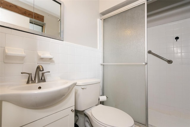 1284 Vanderbilt Dr, Ormond Beach, FL 32174 - full bath featuring a shower stall, tile walls, toilet, and vanity