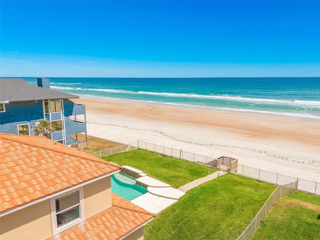 4427 S Atlantic Ave, Port Orange, FL 32127 - water view with nearby beach and a fenced backyard